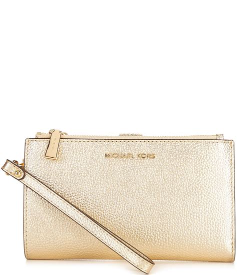 michael kors adele satchel gold|Adele Metallic Pebbled Leather Smartphone Wristlet.